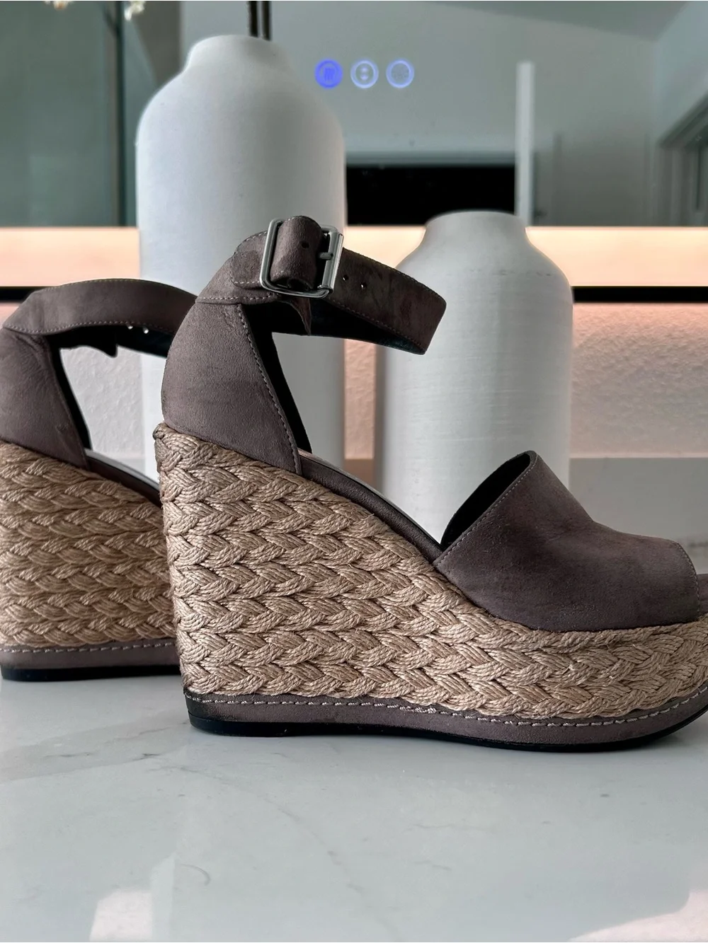 Stuart Weitzman Suede Espadrille Wedge Sandals - Picture 2 of 5